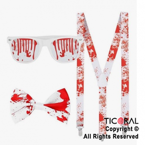 SET DISFRAZ ANTEOJOS MOO Y TIRADORES CON SANGRE x 1